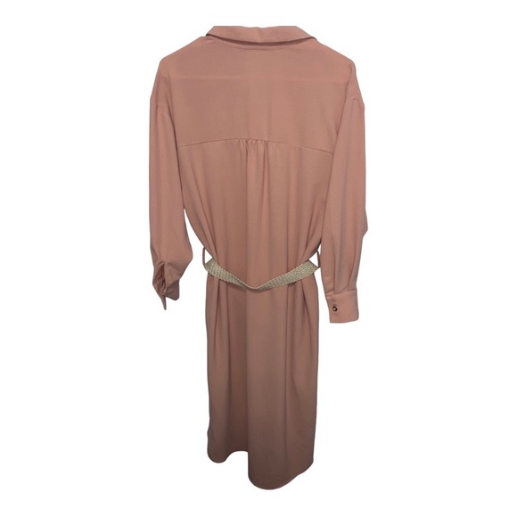 Zara Midi Oversized Belted Pink Shirtdress with Side Split | Size S - Picture 5 of 13